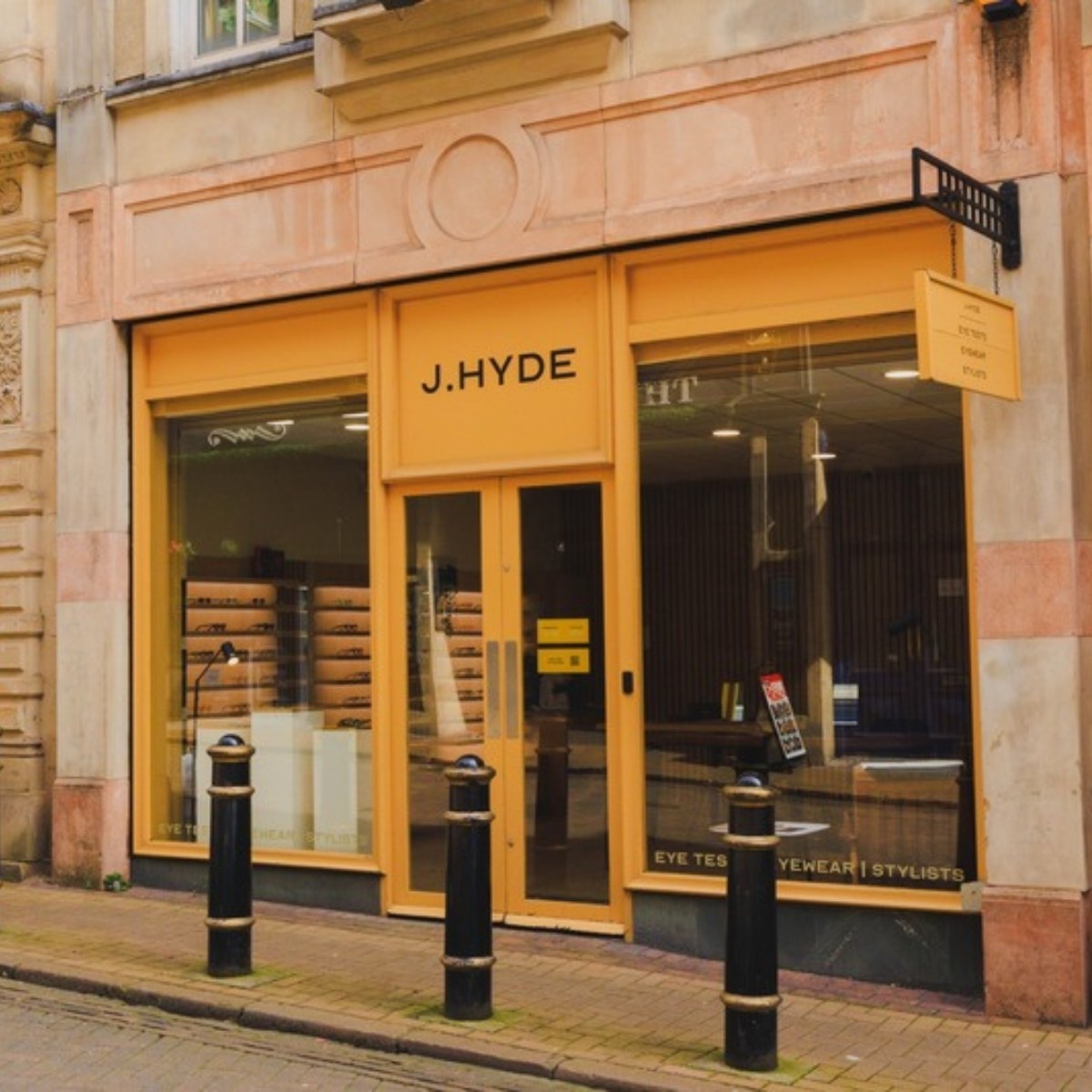 J.HYDE opticians shopfront on Cannon Street, Birmingham City Centre